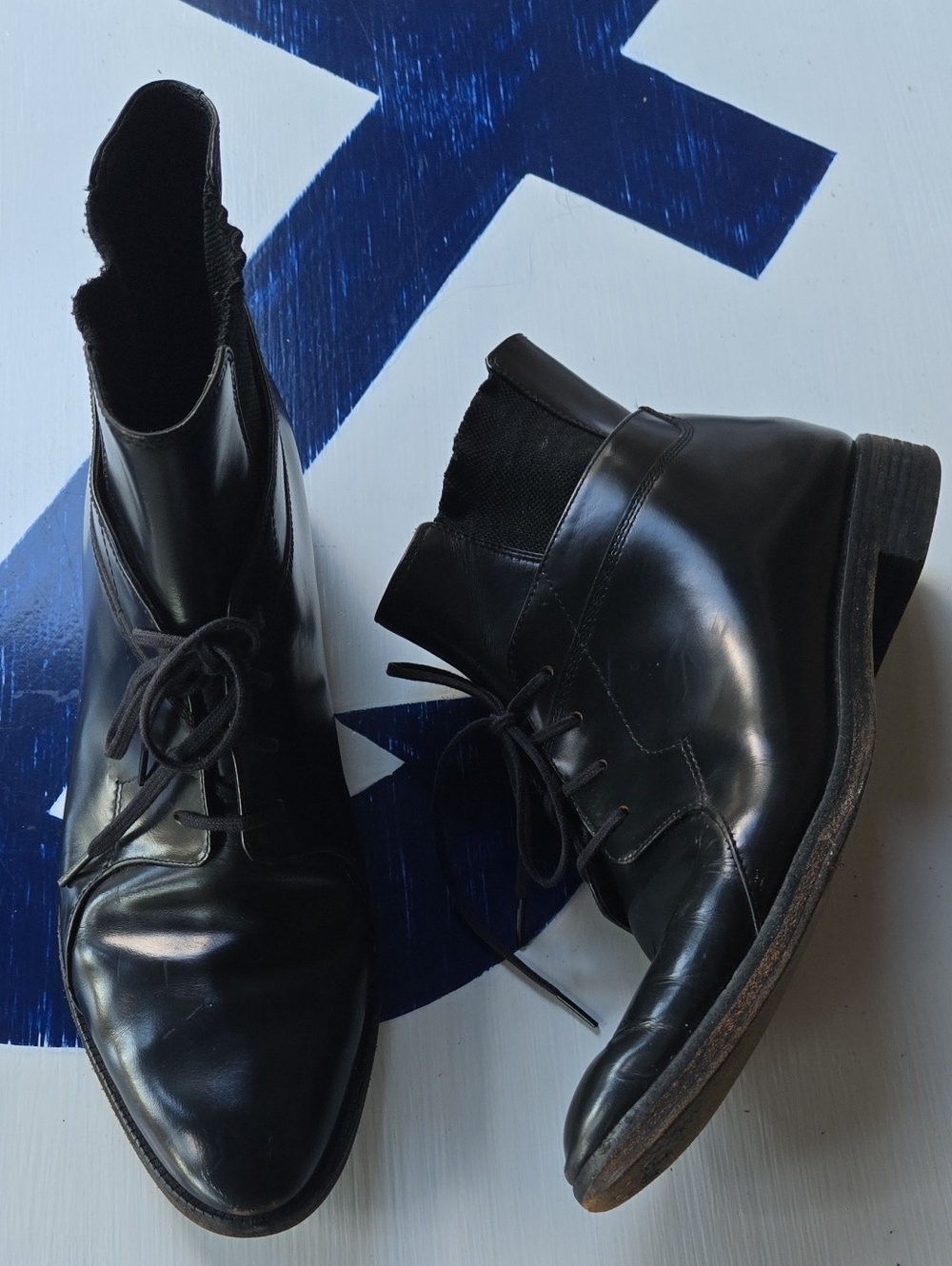 Alexander Wang "Kenza" Black Leather Lace-up Contemporary Ankle Boot Size US 10